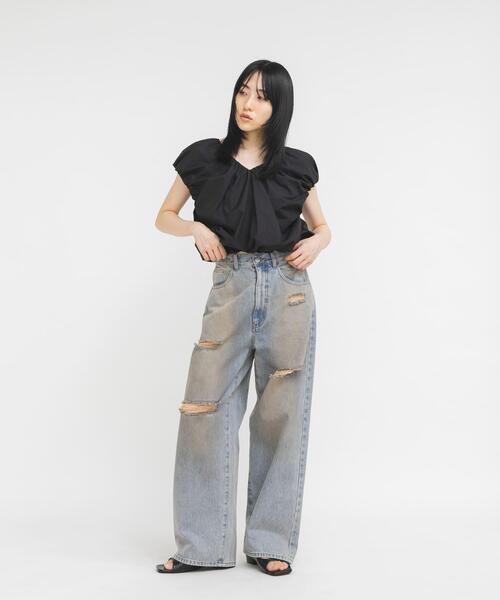 KBF(ケイビーエフ)の「マッドクラッシュデニム(デニムパンツ・レディース・カーキ/ブルー・36/38)」の15枚目の写真