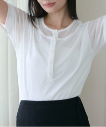 SOYEN | フェイクレイヤードシアーヘンリーネック半袖Tシャツ(Tシャツ/カットソー)