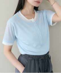 SOYEN | フェイクレイヤードシアーヘンリーネック半袖Tシャツ(Tシャツ/カットソー)