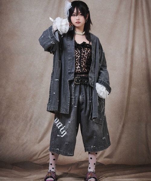 GALFY(ガルフィー)の「GALFY(ガルフィー)バチバチピアス甚平/デニム甚平/ダメージ加工/上下セットアップ(浴衣・メンズ・グレー/ブラック/サックスブルー・L/LL)」の16枚目の写真