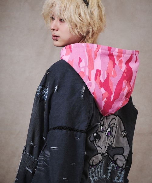 GALFY(ガルフィー)の「GALFY(ガルフィー)バチバチピアス甚平/デニム甚平/ダメージ加工/上下セットアップ(浴衣・メンズ・グレー/ブラック/サックスブルー・L/LL)」の7枚目の写真