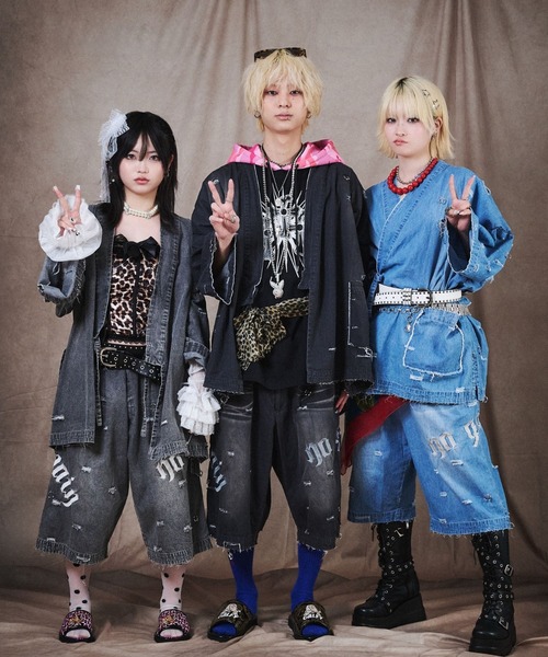 GALFY(ガルフィー)の「GALFY(ガルフィー)バチバチピアス甚平/デニム甚平/ダメージ加工/上下セットアップ(浴衣・メンズ・グレー/ブラック/サックスブルー・L/LL)」の5枚目の写真