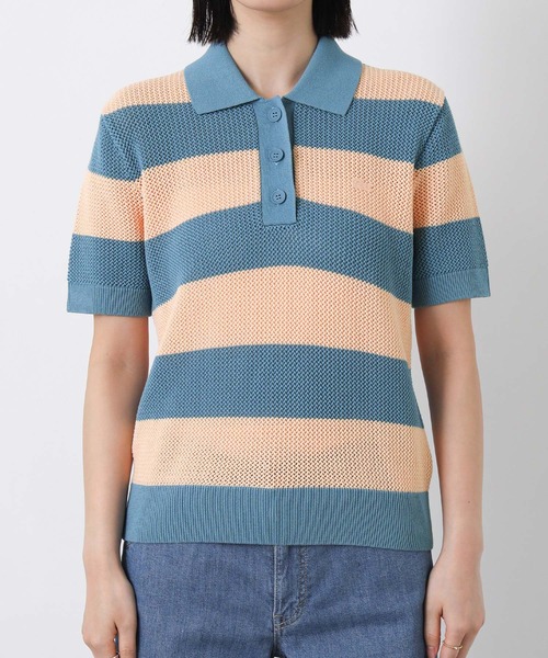 LACOSTE(ラコステ)の「ラコステボーダーポロニット(ニット/セーター・レディース・ブルー系・36)」の3枚目の写真