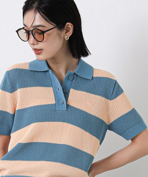 LACOSTE(ラコステ)の「ラコステボーダーポロニット(ニット/セーター・レディース・ブルー系・36)」の2枚目の写真