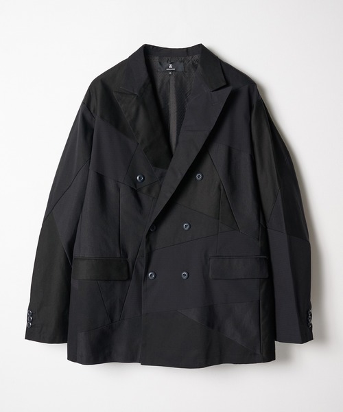 ANREALAGE（アンリアレイジ）の「【ANREALAGE】PANEL PATCHWORK DOUBLE JACKET（テーラードジャケット・メンズ・カーキ/ブラック・50/48）」の2枚目の写真