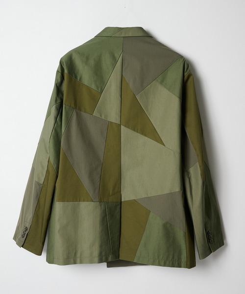 ANREALAGE（アンリアレイジ）の「【ANREALAGE】PANEL PATCHWORK DOUBLE JACKET（テーラードジャケット・メンズ・カーキ/ブラック・50/48）」の9枚目の写真