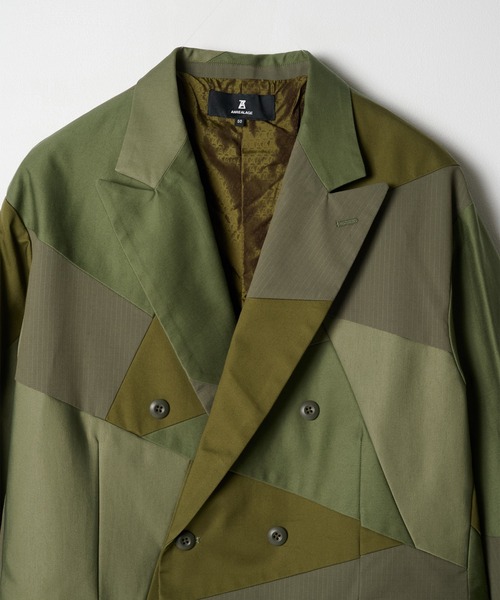 ANREALAGE（アンリアレイジ）の「【ANREALAGE】PANEL PATCHWORK DOUBLE JACKET（テーラードジャケット・メンズ・カーキ/ブラック・50/48）」の6枚目の写真