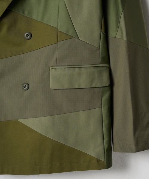 ANREALAGE（アンリアレイジ）の「【ANREALAGE】PANEL PATCHWORK DOUBLE JACKET（テーラードジャケット・メンズ・カーキ/ブラック・50/48）」の5枚目の写真