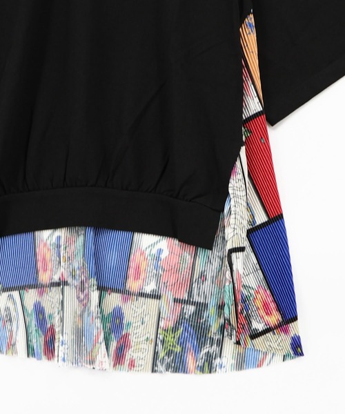 ScoLar（スカラー）の「162612：アートコラージュ柄プリーツ切替 接触冷感プルオーバー（Tシャツ/カットソー・レディース・オフホワイト/ブラック・M）」の18枚目の写真