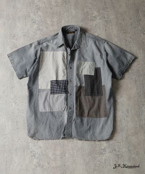 JOURNAL STANDARD J.S HOMESTEAD（ジャーナルスタンダードホームステッド）の「J.S.Homestead / ワーカーズ パッチワーク シャンブレー（シャツ/ブラウス・メンズ・ブルー系その他/グレー・LARGE/MEDIUM）」の2枚目の写真