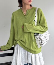 麻混ヘンリーニット