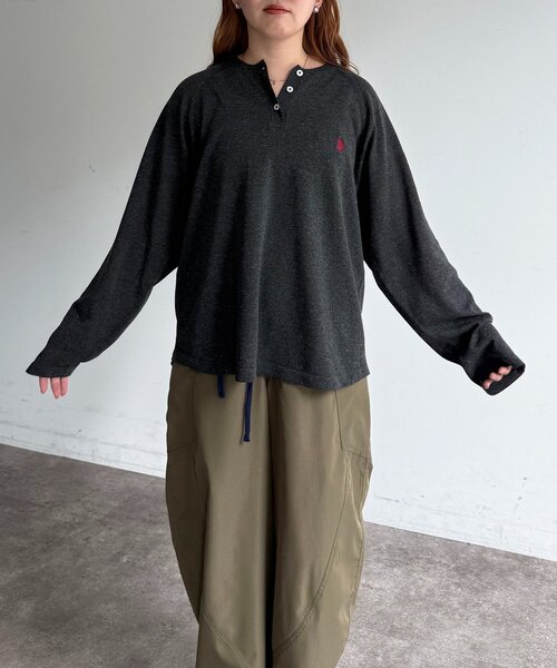 U.S. POLO ASSN.（ユーエスポロアッスン）の「麻混ヘンリーニット（ニット/セーター・レディース・チャコールグレー/グレー/イエロー/グリーン・FREE）」の5枚目の写真