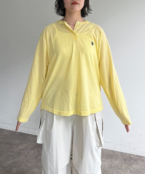 U.S. POLO ASSN.（ユーエスポロアッスン）の「麻混ヘンリーニット（ニット/セーター・レディース・チャコールグレー/グレー/イエロー/グリーン・FREE）」の8枚目の写真