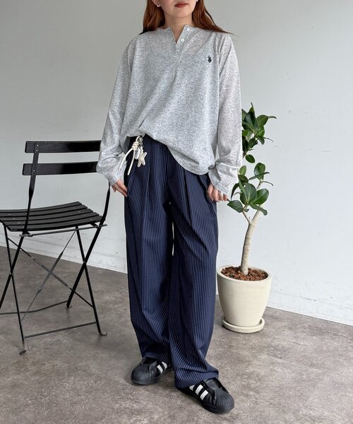 U.S. POLO ASSN.（ユーエスポロアッスン）の「麻混ヘンリーニット（ニット/セーター・レディース・チャコールグレー/グレー/イエロー/グリーン・FREE）」の18枚目の写真