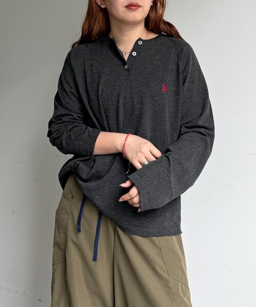 U.S. POLO ASSN.（ユーエスポロアッスン）の「麻混ヘンリーニット（ニット/セーター・レディース・チャコールグレー/グレー/イエロー/グリーン・FREE）」の22枚目の写真