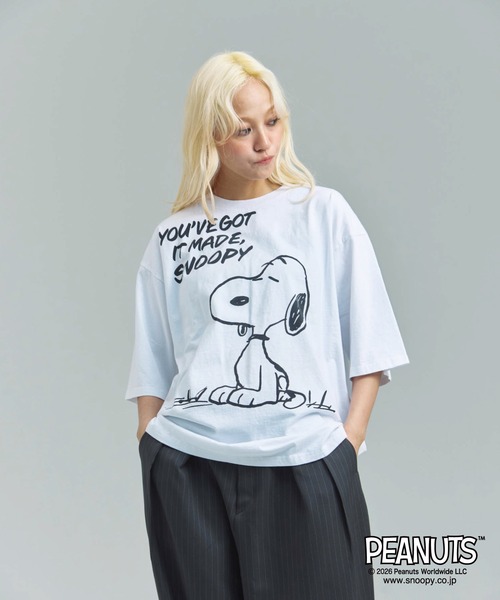 PEANUTS(ピーナッツ)の「JOHNBULL- PEANUTS SNOOPY T(Tシャツ/カットソー・メンズ・ブラック/ホワイト・M/L)」の8枚目の写真