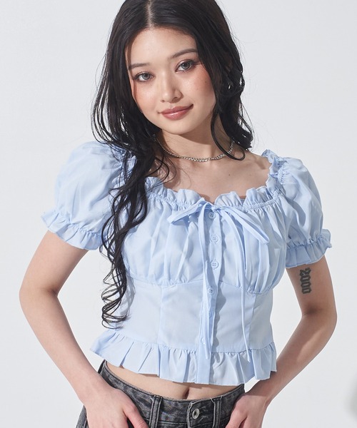 ANAP（アナップ）の「2WAY パフスリーブ ブラウス（シャツ/ブラウス・レディース・ホワイト/ブラック/ライトブルー・F）」の3枚目の写真