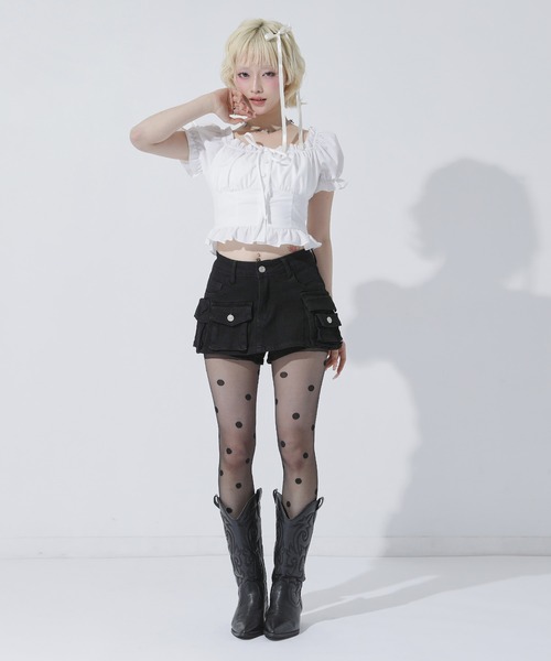 ANAP（アナップ）の「2WAY パフスリーブ ブラウス（シャツ/ブラウス・レディース・ホワイト/ブラック/ライトブルー・F）」の8枚目の写真
