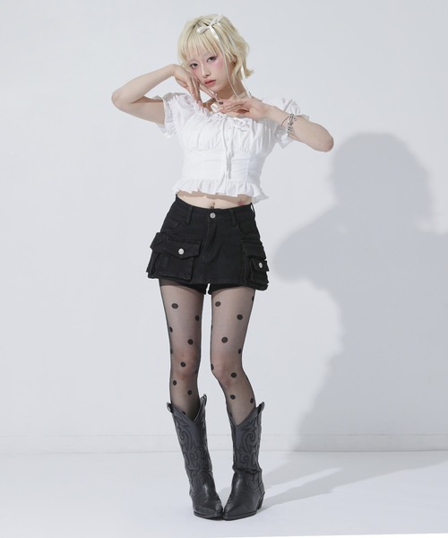 ANAP（アナップ）の「2WAY パフスリーブ ブラウス（シャツ/ブラウス・レディース・ホワイト/ブラック/ライトブルー・F）」の9枚目の写真
