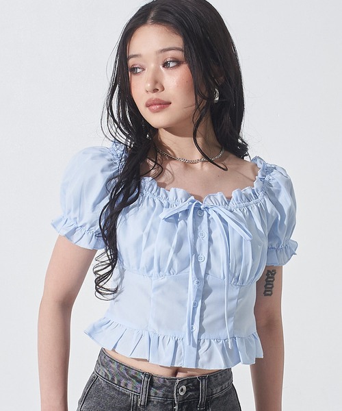 ANAP（アナップ）の「2WAY パフスリーブ ブラウス（シャツ/ブラウス・レディース・ホワイト/ブラック/ライトブルー・F）」の16枚目の写真