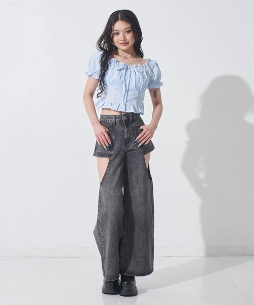 ANAP（アナップ）の「2WAY パフスリーブ ブラウス（シャツ/ブラウス・レディース・ホワイト/ブラック/ライトブルー・F）」の19枚目の写真