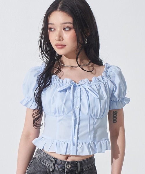 ANAP（アナップ）の「2WAY パフスリーブ ブラウス（シャツ/ブラウス・レディース・ホワイト/ブラック/ライトブルー・F）」の17枚目の写真