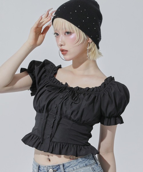 ANAP（アナップ）の「2WAY パフスリーブ ブラウス（シャツ/ブラウス・レディース・ホワイト/ブラック/ライトブルー・F）」の10枚目の写真