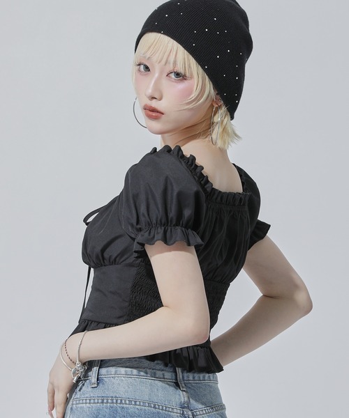 ANAP（アナップ）の「2WAY パフスリーブ ブラウス（シャツ/ブラウス・レディース・ホワイト/ブラック/ライトブルー・F）」の12枚目の写真