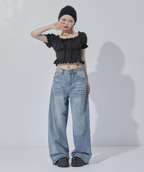 ANAP（アナップ）の「2WAY パフスリーブ ブラウス（シャツ/ブラウス・レディース・ホワイト/ブラック/ライトブルー・F）」の14枚目の写真