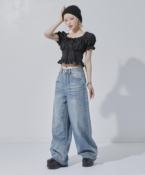 ANAP（アナップ）の「2WAY パフスリーブ ブラウス（シャツ/ブラウス・レディース・ホワイト/ブラック/ライトブルー・F）」の15枚目の写真