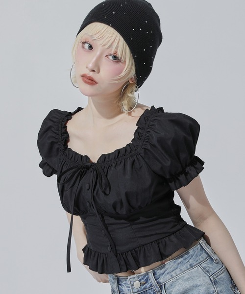 ANAP（アナップ）の「2WAY パフスリーブ ブラウス（シャツ/ブラウス・レディース・ホワイト/ブラック/ライトブルー・F）」の11枚目の写真
