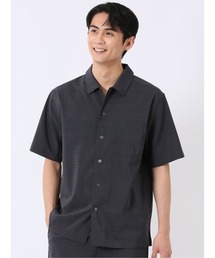 【接触冷感 吸水速乾 ストレッチ UVカット イージーケア】タカキュー テックリネン レギュラーカラー 半袖 シャツ(セットアップ可能)
