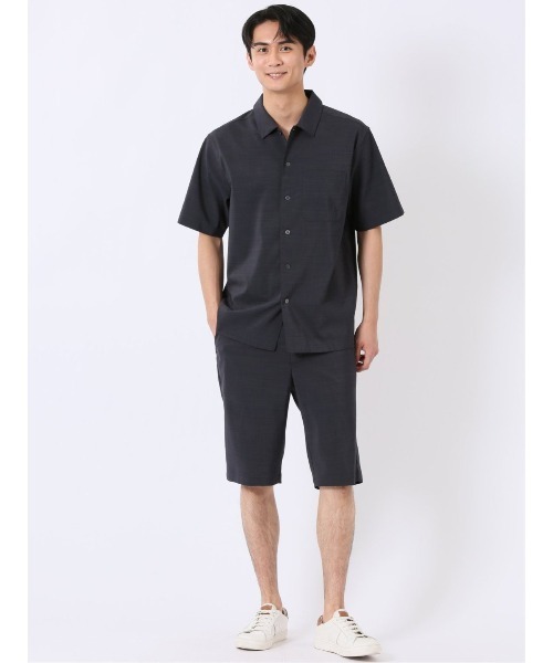 TAKA-Q（タカキュー）の「【接触冷感 吸水速乾 ストレッチ UVカット イージーケア】タカキュー テックリネン レギュラーカラー 半袖 シャツ(セットアップ可能)（シャツ/ブラウス・メンズ・グレー系その他2/ブルー・LARGE/X-LARGE/MEDIUM）」の20枚目の写真