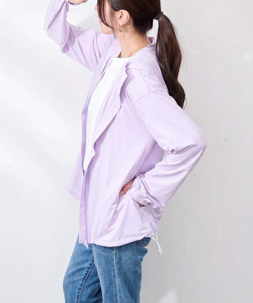 FILA(フィラ)の「【FILA】FILA フィラ 接触冷感 UV パーカー ジャケット 325-672 フード付き 薄手 レディースジャケット SWI(パーカー・レディース・ラベンダー/ブラック・S/M/L/LL)」の11枚目の写真