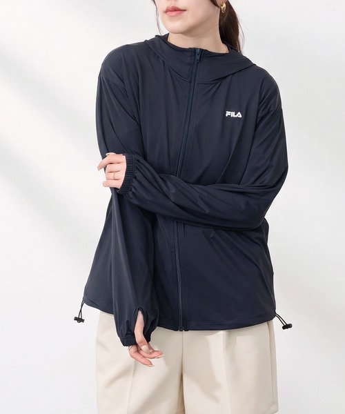 FILA(フィラ)の「【FILA】FILA フィラ 接触冷感 UV パーカー ジャケット 325-672 フード付き 薄手 レディースジャケット SWI(パーカー・レディース・ラベンダー/ブラック・S/M/L/LL)」の3枚目の写真