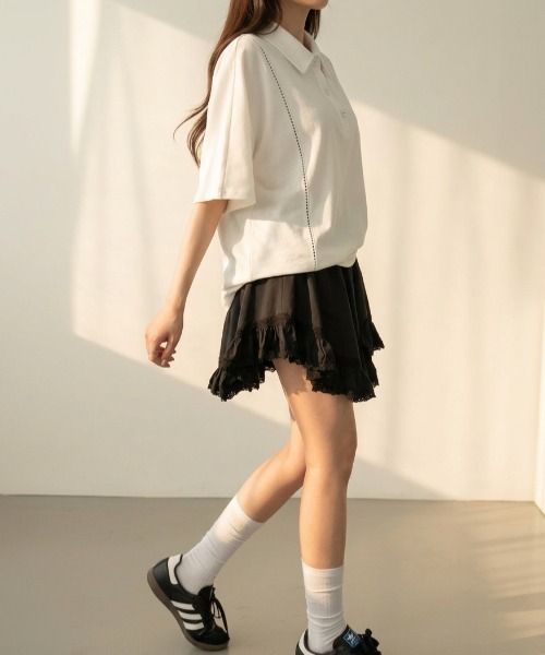 sakishimatokyo（サキシマトーキョー）の「バレエコア フリルキュロットパンツ/ミニスカ見えショートパンツ（その他パンツ・レディース・ブラック/ホワイト・FREE）」の9枚目の写真