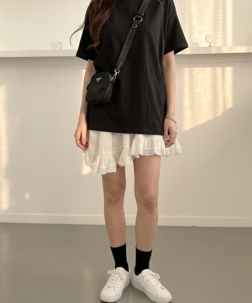 sakishimatokyo(サキシマトーキョー)の「バレエコア フリルキュロットパンツ/ミニスカ見えショートパンツ(その他パンツ・レディース・ブラック/ホワイト・FREE)」の8枚目の写真