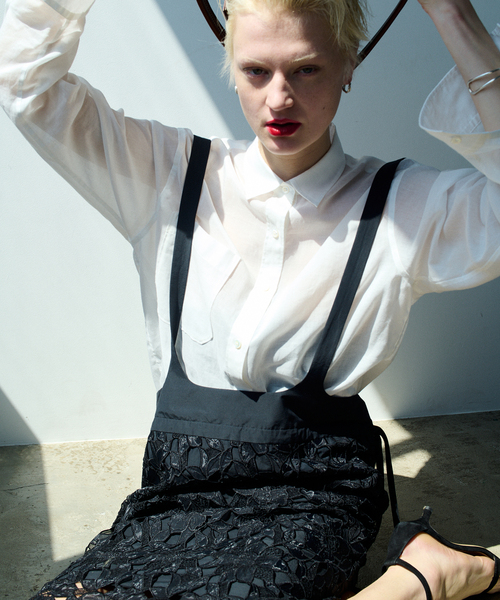 VERMEIL par iena(ヴェルメイユパーイエナ)の「Cutwork Lace Midi スカート(スカート・レディース・ブラック・FREE)」の2枚目の写真