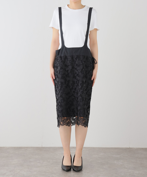 VERMEIL par iena(ヴェルメイユパーイエナ)の「Cutwork Lace Midi スカート(スカート・レディース・ブラック・FREE)」の4枚目の写真