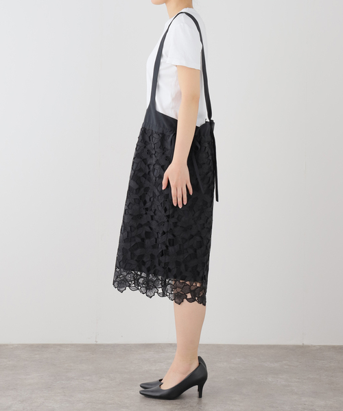 VERMEIL par iena(ヴェルメイユパーイエナ)の「Cutwork Lace Midi スカート(スカート・レディース・ブラック・FREE)」の5枚目の写真