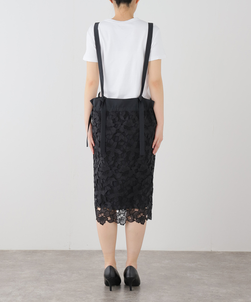 VERMEIL par iena(ヴェルメイユパーイエナ)の「Cutwork Lace Midi スカート(スカート・レディース・ブラック・FREE)」の6枚目の写真