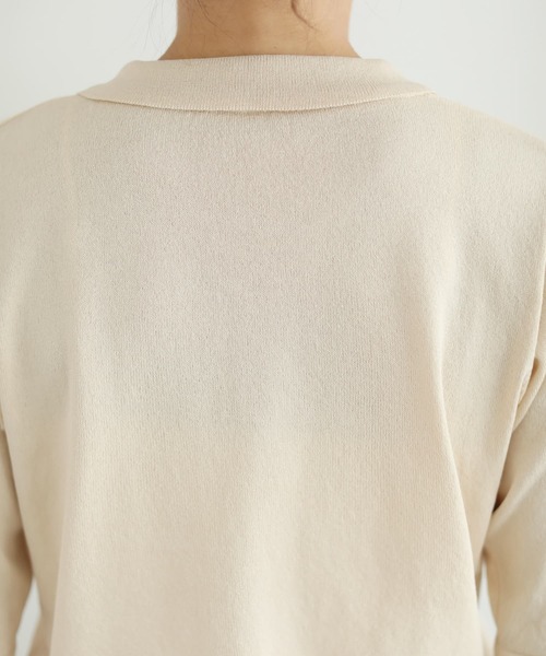 STYLE DELI(スタイルデリ)の「薄手シャリ感スキッパーニットトップス(Tシャツ/カットソー・レディース・ホワイト/ベージュ/ブラック/ブルー・FREE)」の16枚目の写真