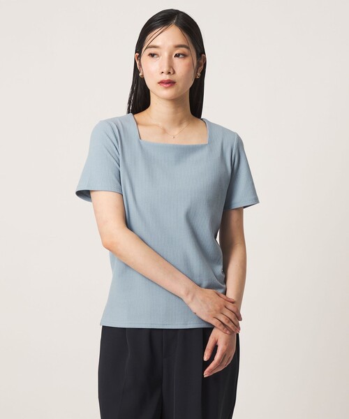 A DAY IN THE LIFE UNITED ARROWS(アデイインザライフユナイテッドアローズ)の「ラッセルストライプ スクエアネックカットソー <A DAY IN THE LIFE>(Tシャツ/カットソー・レディース・ブラック/ライトグレー/ライトブルー・FREE)」の3枚目の写真