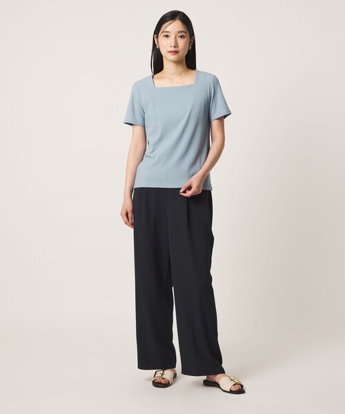 A DAY IN THE LIFE UNITED ARROWS(アデイインザライフユナイテッドアローズ)の「ラッセルストライプ スクエアネックカットソー <A DAY IN THE LIFE>(Tシャツ/カットソー・レディース・ブラック/ライトグレー/ライトブルー・FREE)」の5枚目の写真