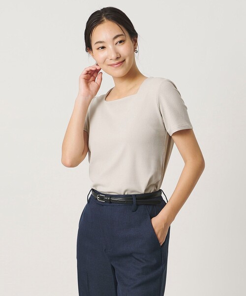 A DAY IN THE LIFE UNITED ARROWS(アデイインザライフユナイテッドアローズ)の「ラッセルストライプ スクエアネックカットソー <A DAY IN THE LIFE>(Tシャツ/カットソー・レディース・ブラック/ライトグレー/ライトブルー・FREE)」の6枚目の写真