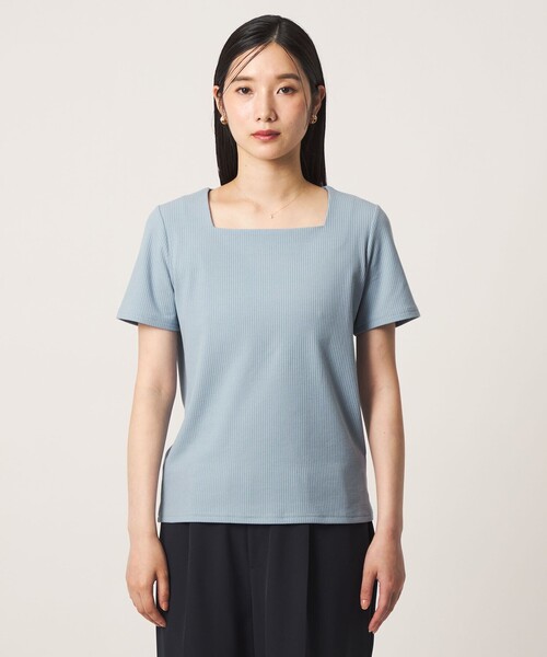 A DAY IN THE LIFE UNITED ARROWS(アデイインザライフユナイテッドアローズ)の「ラッセルストライプ スクエアネックカットソー <A DAY IN THE LIFE>(Tシャツ/カットソー・レディース・ブラック/ライトグレー/ライトブルー・FREE)」の8枚目の写真