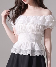 バレエコア シアードット レース オフショルダー ブラウス / トップス