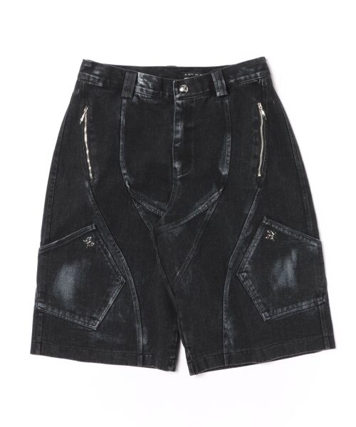 L.H.P(エルエイチピー)の「ERINAIE/エリナイエ/DISTRESSED PANEL BERMUDA PANT(デニムパンツ・レディース・ブラック・L)」の1枚目の写真