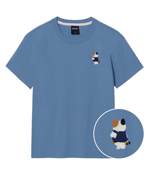 OKSTAR(オクスター)の「バッグ三色ニット刺繍半袖(Tシャツ/カットソー・レディース・ブラック/カーキ/ライトベージュ/ライトグレー/ダークグリーン/ダークブルー/ダークグレー/ホワイト/クリーム/ネイビー/グレー・SMALL/MEDIUM/LARGE/X-LARGE/2XL/3XL/4XL)」の11枚目の写真