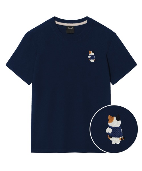 OKSTAR(オクスター)の「バッグ三色ニット刺繍半袖(Tシャツ/カットソー・レディース・ブラック/カーキ/ライトベージュ/ライトグレー/ダークグリーン/ダークブルー/ダークグレー/ホワイト/クリーム/ネイビー/グレー・SMALL/MEDIUM/LARGE/X-LARGE/2XL/3XL/4XL)」の10枚目の写真